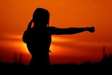 Woman karate sunset © July Witch