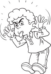 boy showing tongue