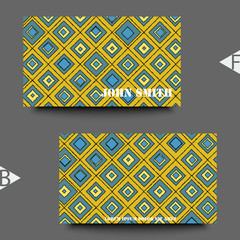 Abstract modern background with hand-drown rhombuses. Business card template. Eps10 Vector illustration