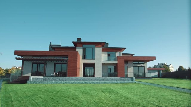 Luxury modern house. Private residence. Expensive residential villa.