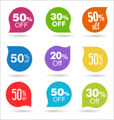 Collection of colorful sale stickers and tags 