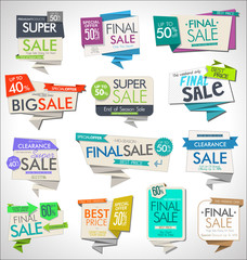 Collection of colorful sale stickers and tags 