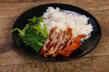 Rice with roasted duck breast