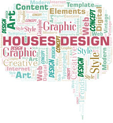 Houses Design word cloud. Wordcloud made with text only.