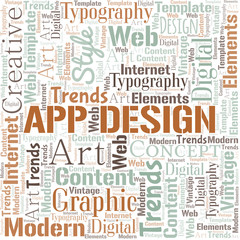 Obraz premium App Design word cloud. Wordcloud made with text only.