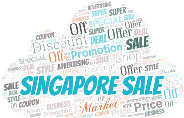 Obraz premium Singapore Sale Word Cloud. Wordcloud Made With Text.
