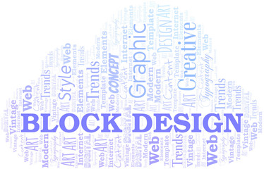 Obraz premium Block Design word cloud. Wordcloud made with text only.