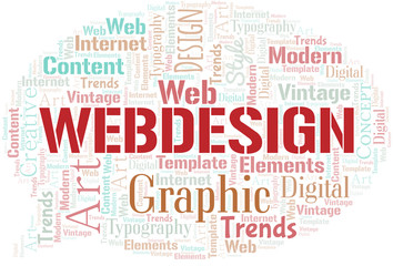 Webdesign word cloud. Wordcloud made with text only.