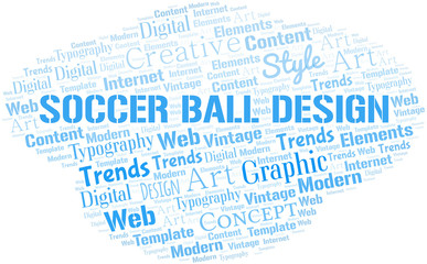 Soccer Ball Design word cloud. Wordcloud made with text only.