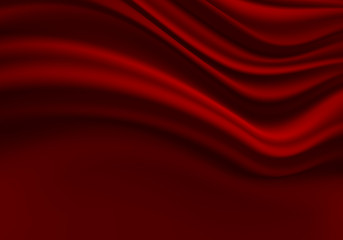 Red fabric curtain wave with black space design modern luxury background texture vector illustration. 