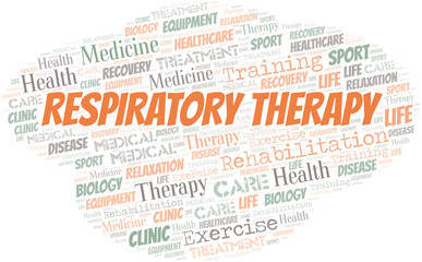 Respiratory Therapy word cloud. Wordcloud made with text only.