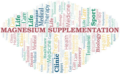 Magnesium Supplementation word cloud. Wordcloud made with text only.
