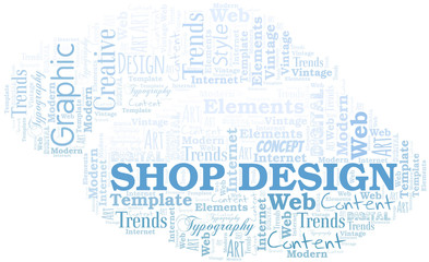 Shop Design word cloud. Wordcloud made with text only.