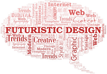 Futuristic Design word cloud. Wordcloud made with text only.