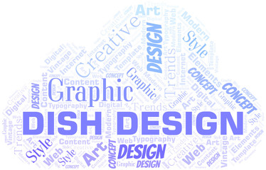 Obraz premium Dish Design word cloud. Wordcloud made with text only.