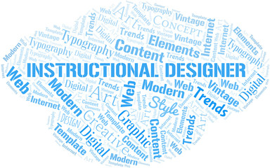 Instructional Designer word cloud. Wordcloud made with text only.