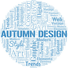 Fototapeta premium Autumn Design word cloud. Wordcloud made with text only.