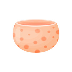 Pink flower pot in the form of a hemisphere. Vector illustration on white background.