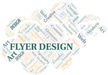 Flyer Design word cloud. Wordcloud made with text only.