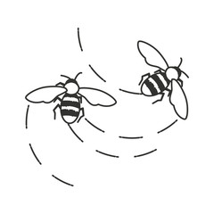 bees insects flying isolated icon