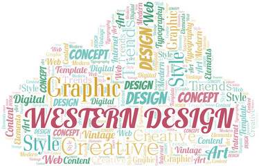 Western Design word cloud. Wordcloud made with text only.