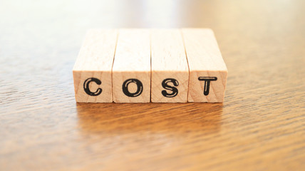 Wooden Text Block of Cost