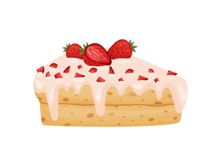 Two-layer piece of cake. Vector illustration on white background.