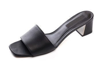 Womans summer  leather sandals isolated on white background