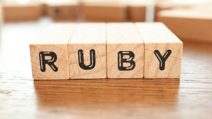Wooden Text Block of Ruby