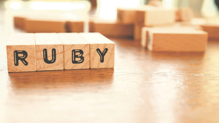 Wooden Text Block of Ruby