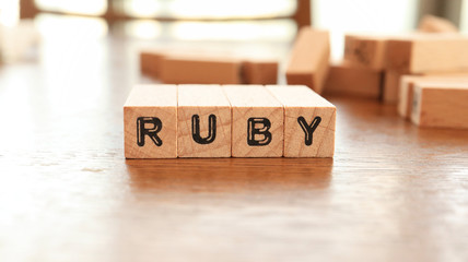 Wooden Text Block of Ruby