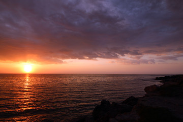 Dramatic sunset over the sea