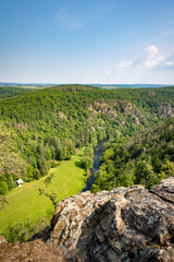 Spring landscape with river valley