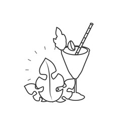 delicious fresh cocktail cup with leafs