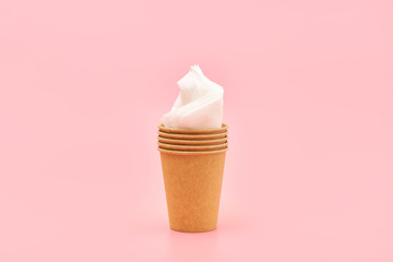 coffee to go in a disposable cup. ice cream concept, eco friendly