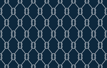 Naklejka premium Vector rope, fishing net, seamless. Blue background.