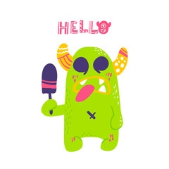 Vector isolated cute cartoon monster 