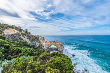 The Arch rock formation in Port Campbell National Park off the Great Ocean Road in Victoria,...