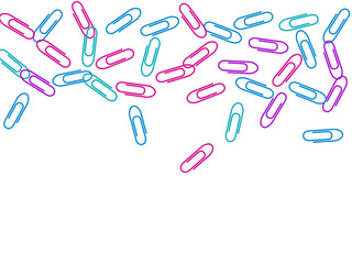 Stationary paperclips isolated on white background