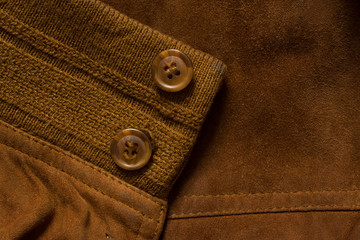 Detail of jacket suede. Tailoring background