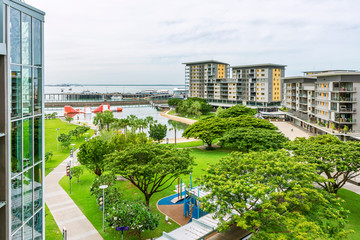 Beautiful day view of the Darwin Waterfront, Australia, in a moment of tranquility