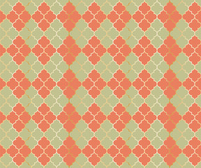 Eastern Mosque Vector Seamless Pattern. Argyle rhombus muslim fabric background.