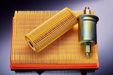 Set of filters for car service on a dark background