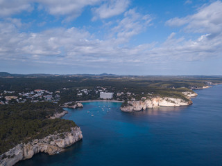 Aerial view of butiful landscape in Menorca Spain