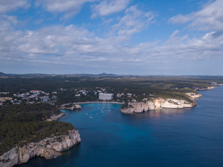 Aerial view of butiful landscape in Menorca Spain