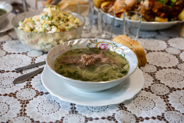 delicious homemade food on the festive table