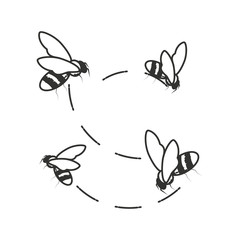 bees insects flying isolated icon