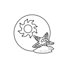 cute starfish animal with sun