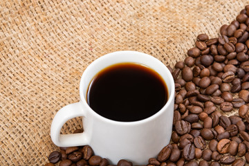 coffee cup and coffee beans