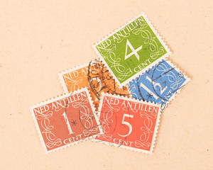 The Netherlands Antilles - Circa 1950: Stamps printed in The Netherlands Antilles showing their...